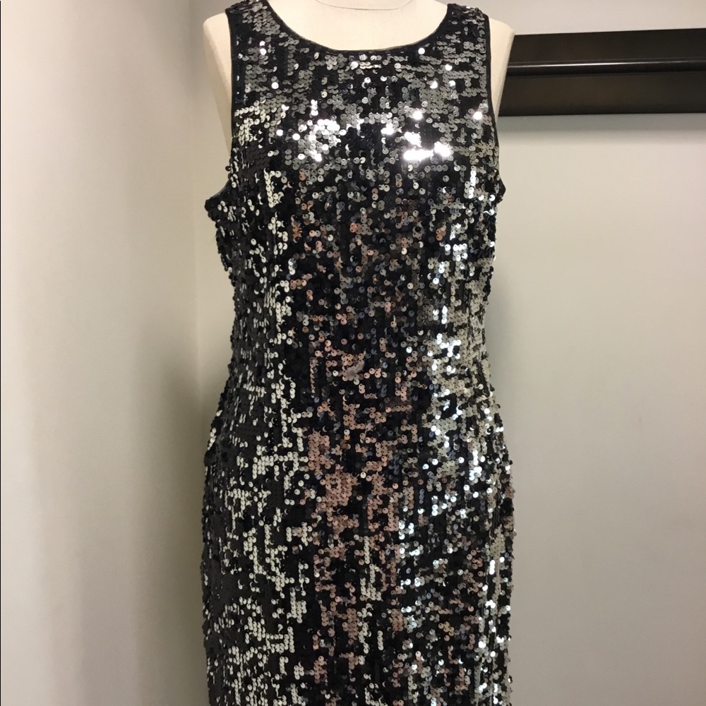 Silver sequin party dress
